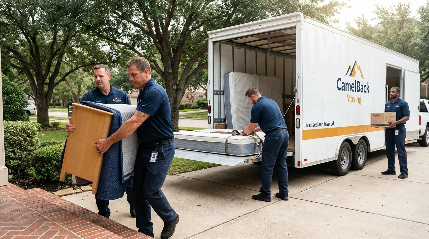 Crew loading residential truck for cross-state move from Kapolei, HI