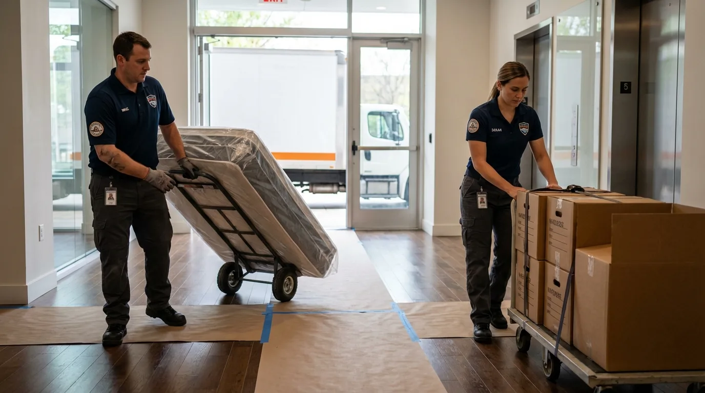 Professional apartment movers loading elevator in Kapolei, HI