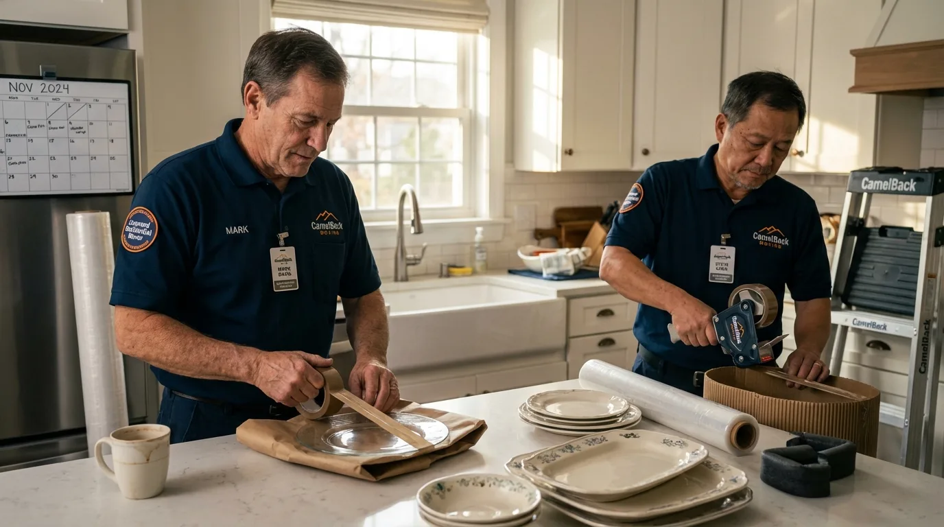 Professional crew packing kitchen dishware in Kapolei, HI